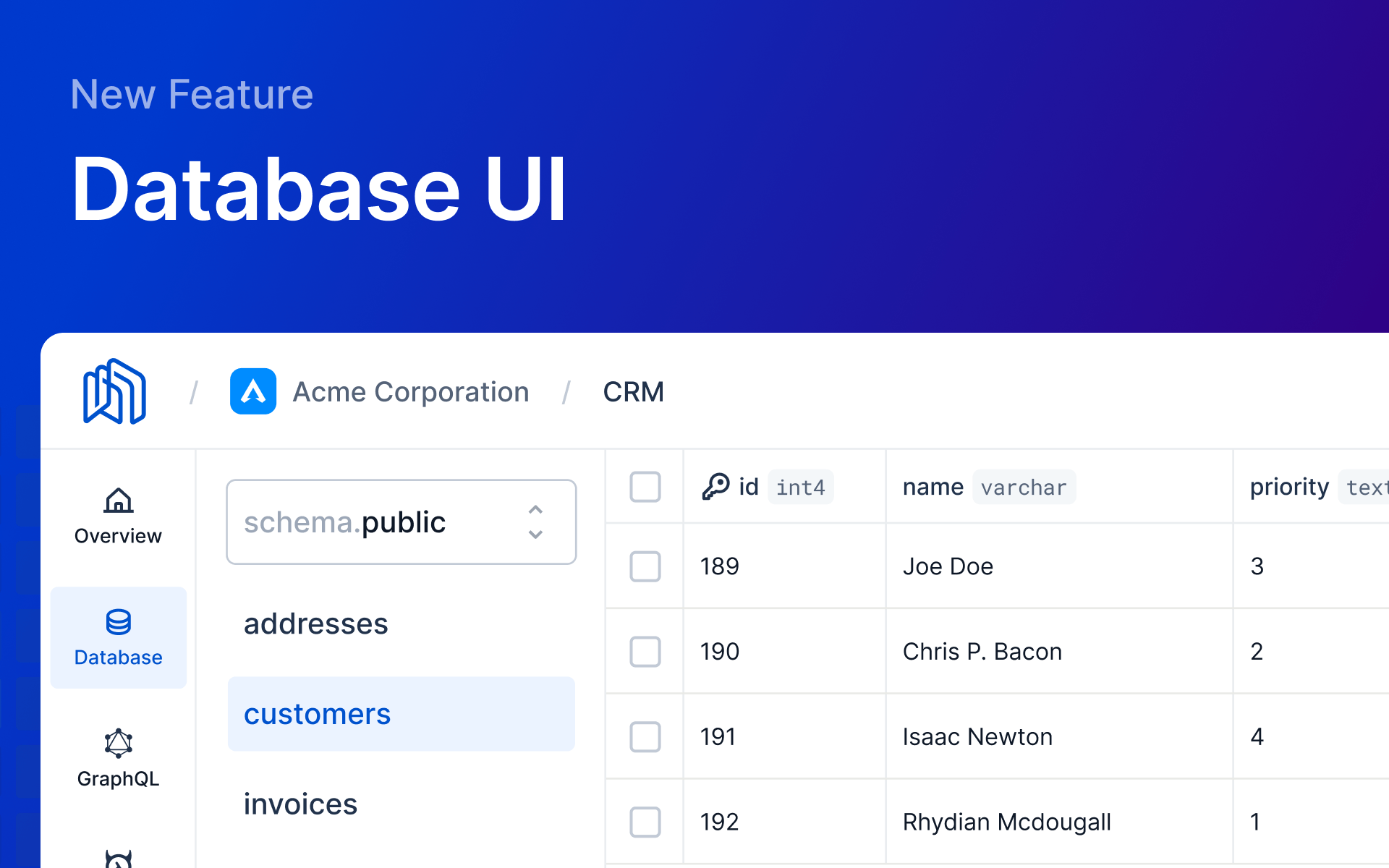 Banner of New Database UI