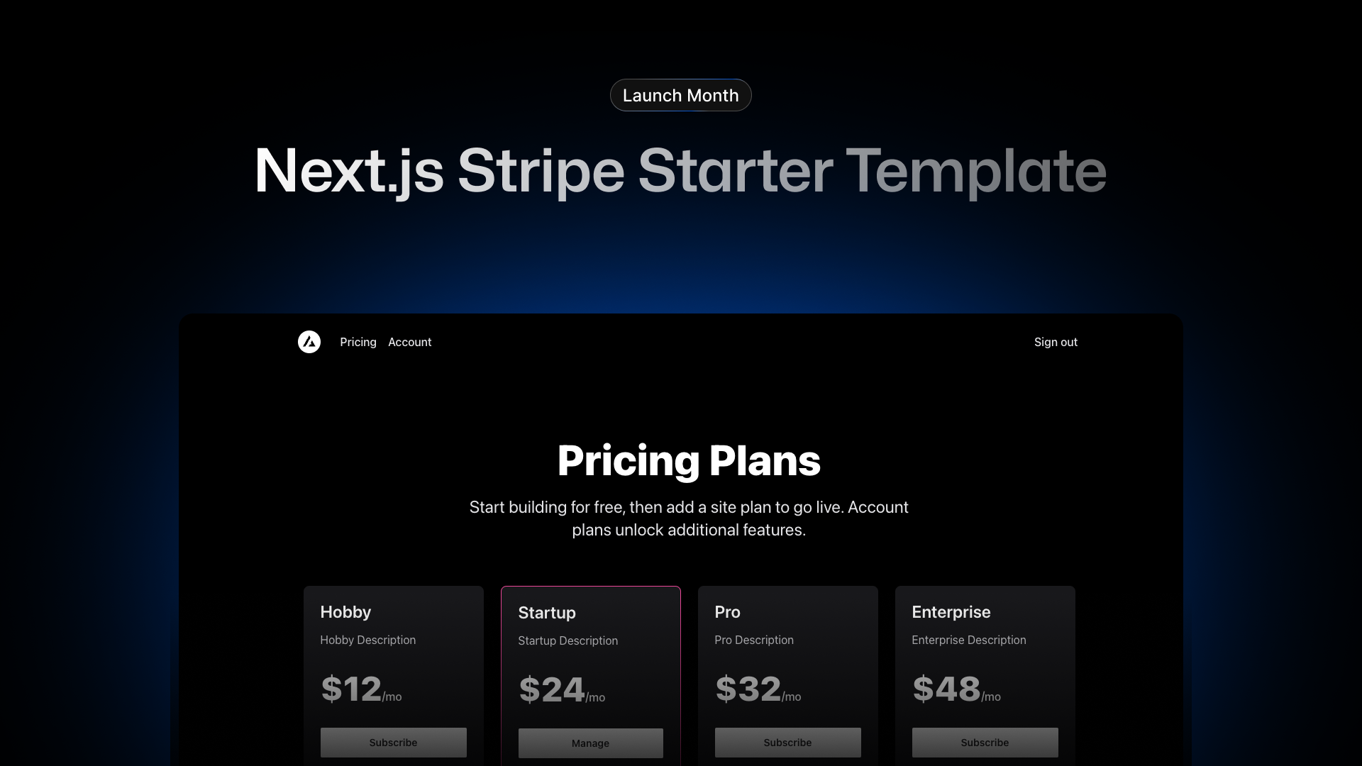 Banner of Next.js Stripe Starter Template