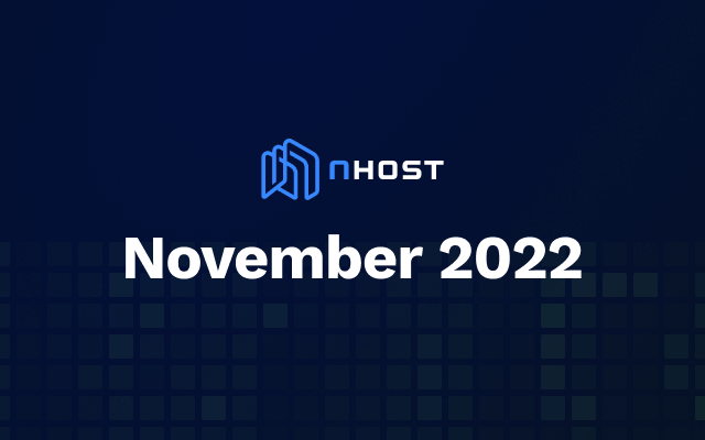 Banner of Nhost November 2022