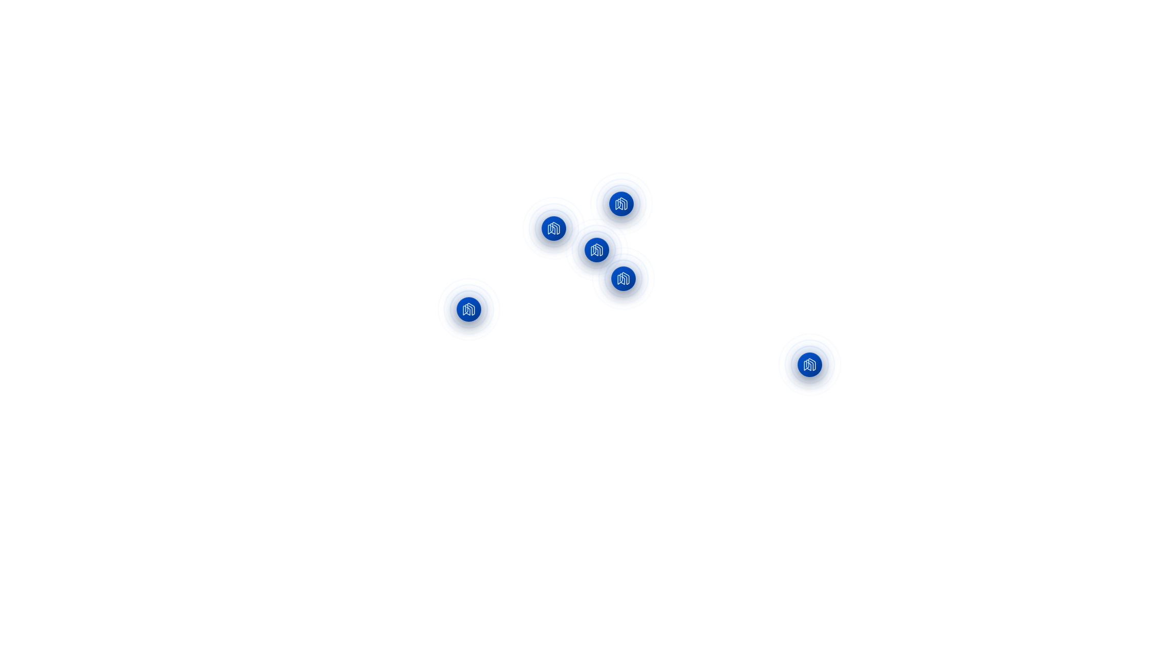 World Map with glowing Nhost logos where team members are located