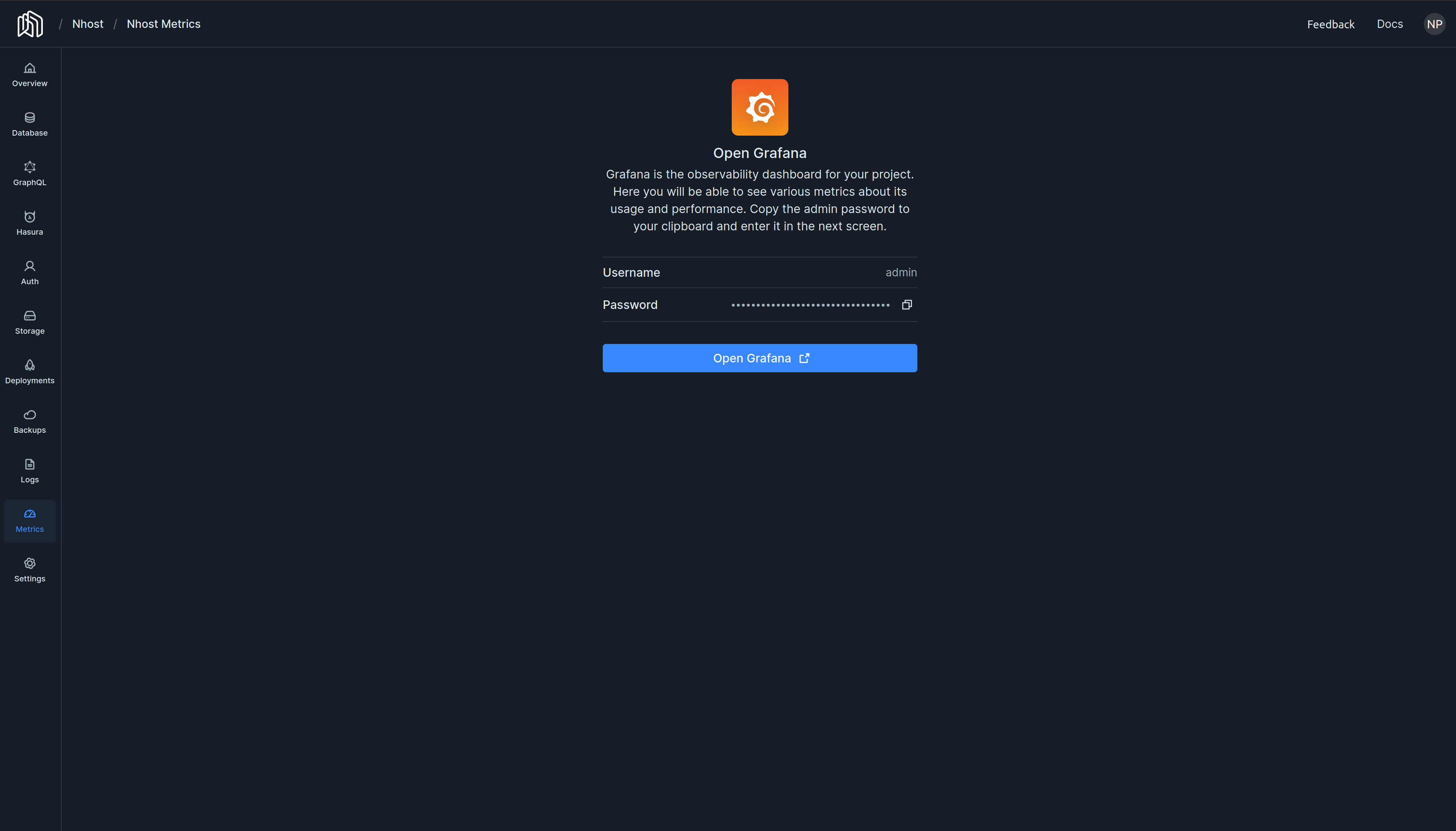 Nhost Metrics