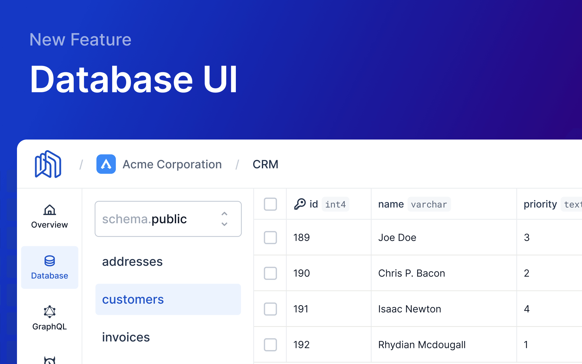 New Database UI